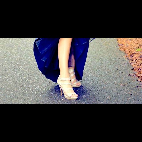 Shoes - Cream nude bejewled heels